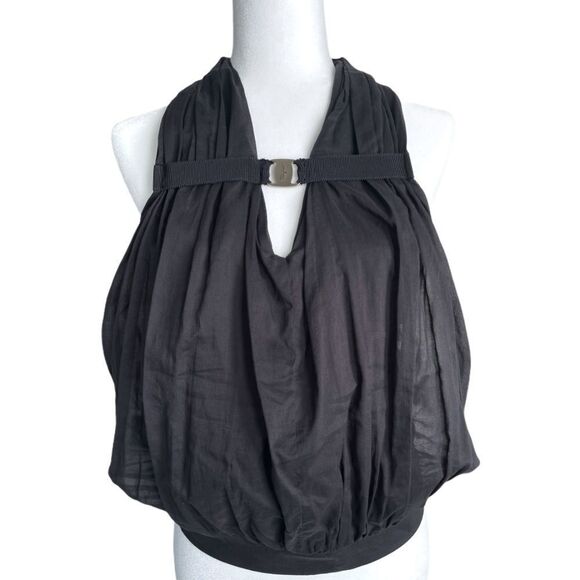 FERRAGAMO Black Halter Neck Top in Cotton Voile - Picture 10 of 11